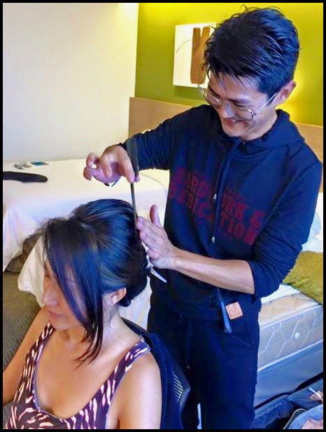Debra Teng having hair done. Hair by Siew of Glow Hair Studio, Kuching Sarawak. Tel: 016 231 3665